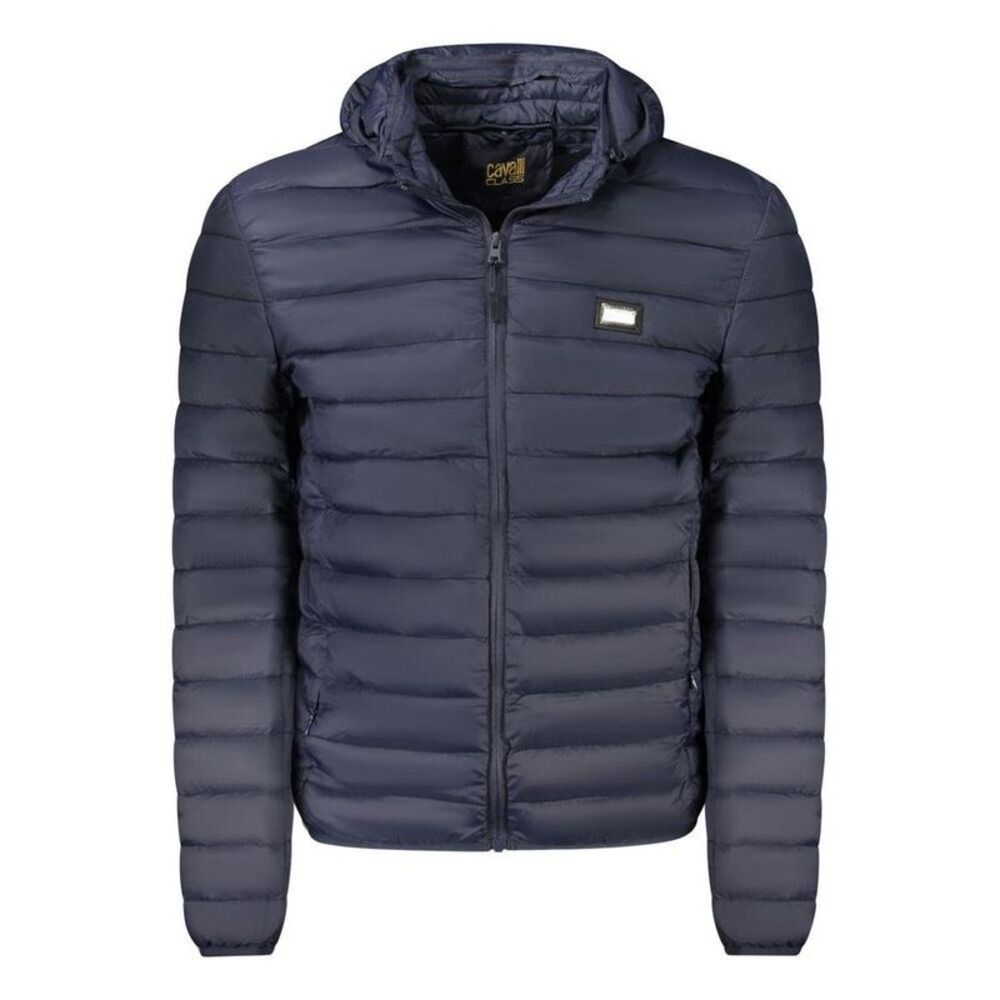 Cavalli Class Padded Jacket Hooded Outerwear Men Blue Jackets